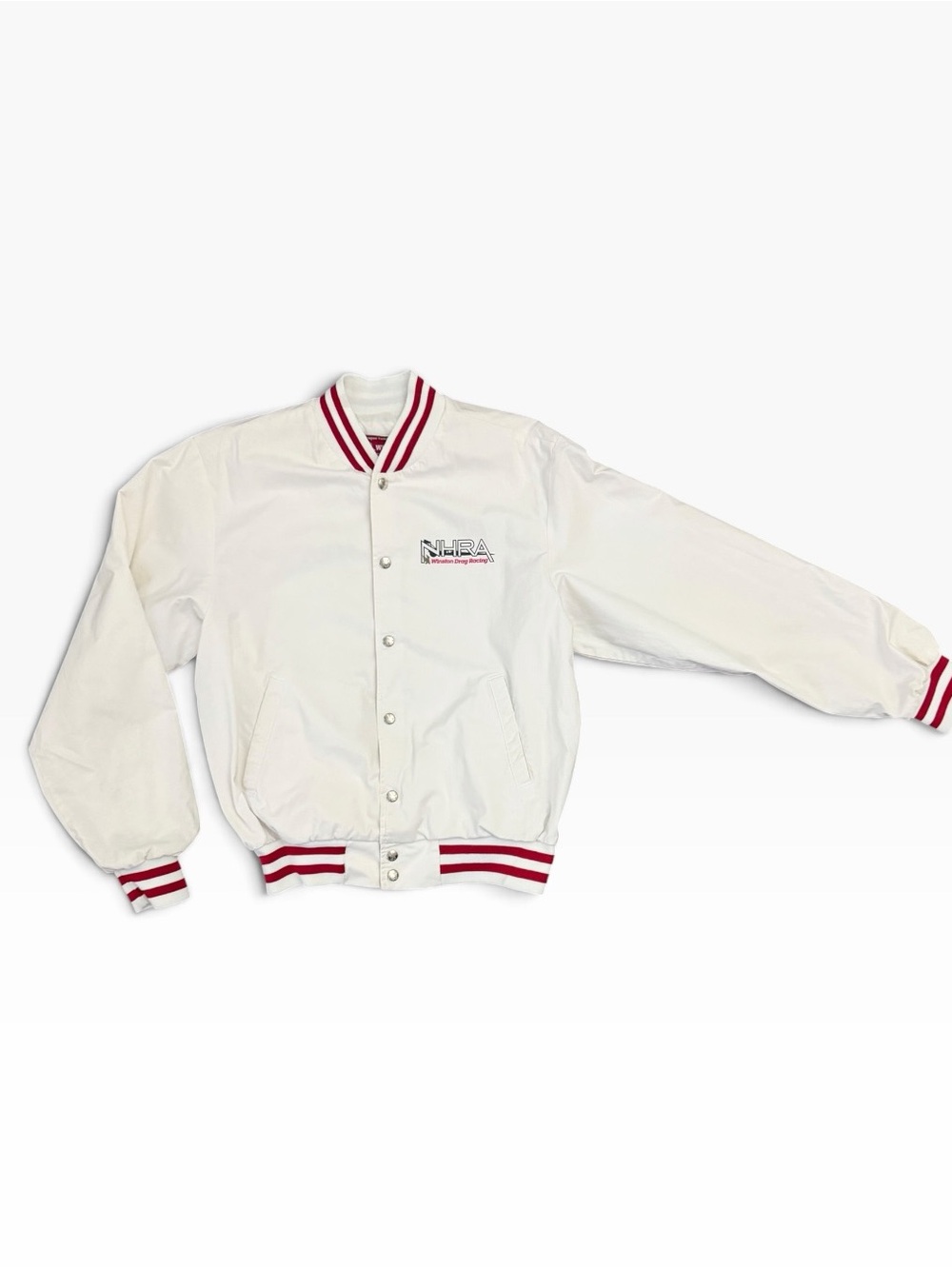 Vintage NHRA White and Red Varsity Jacket